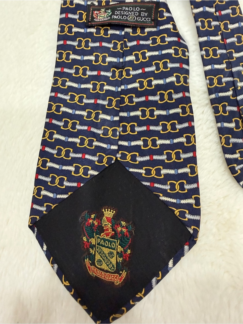 Navy & Gold Patterned Men’s Silk Tie